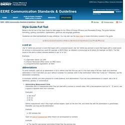 EERE Communication Standards and Guidelines: Style Guide Full Text
