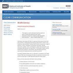 Clear Communication: What is Health Literacy?