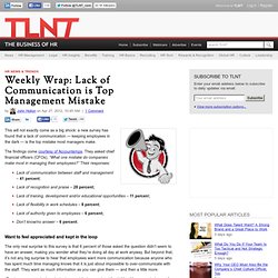 Weekly Wrap: Lack of Communication is Top Management Mistake