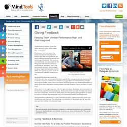 Giving Feedback - Communication Skills Training from MindTools.com
