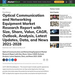 Optical Communication and Networking Equipment Market Research Report with Size, Share, Value, CAGR, Outlook, Analysis, Latest Updates, Data, and News 2021-2028