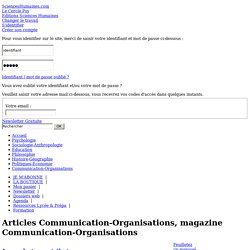 Magazine communication, revue organisations, article communication, articles organisations, Sciences Humaines