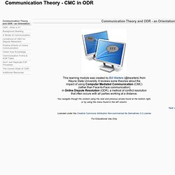 Communication Theory - CMC in ODR