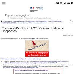 Communication du 23 mars 2020 sur la continuité pédagogique en Economie-Gestion