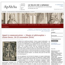 Appel à communication : « Magie et philosophie » (Saint-Denis, 24-25 novembre 2016)