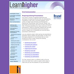 LearnHigher - Oral Communication - Delivering Oral Presentations