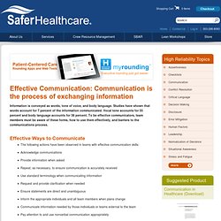 Communication - Safer Healthcare