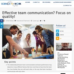 TEXT - Effective team communication? Focus on quality!