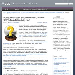 CEC Insider » Mobile: Yet Another Employee Communication Channel or a Productivity Tool?