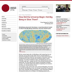 How Did the Universe Begin: Hot Big Bang or Slow Thaw? - Communications and Marketing - Heidelberg University