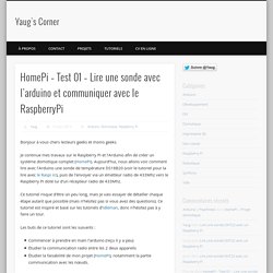HomePi – Test 01 – Lire une sonde avec l’arduino et communiquer avec le RaspberryPi