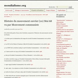Histoire du mouvement ouvrier (10) Mai 68 vu par Mouvement communiste