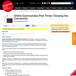 Online Communities Part Three: Growing the Community