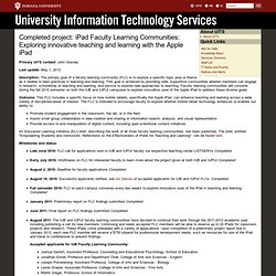 Completed project: iPad Faculty Learning Communities: Exploring innovative teaching and learning with the Apple iPad
