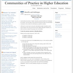 Communities of Practice in Higher Education