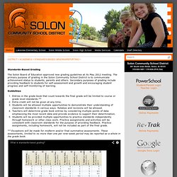 Solon Community School District - District - Academics - Standards-Based Grading/Reporting