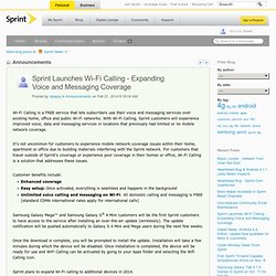 Community: Announcements: Sprint Launches Wi-Fi Calling - Expanding Voice and Messaging Coverage