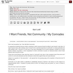 I Want Friends, Not Community / My Comrades