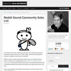 Reddit Sound Community Subs List