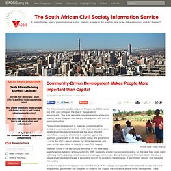SACSIS.org.za » News » Economic Justice » Community-Driven Development Makes People More Important than Capital