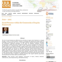 Social presence within the community of inquiry framework