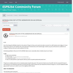 ESP8266 Community Forum View topic - Introducing esp-httpd: webserver on an ESP8266.