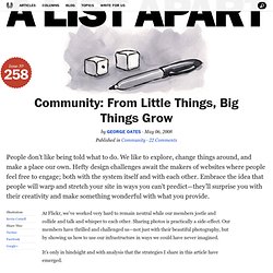 Community: From Little Things, Big Things Grow