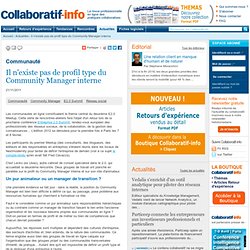 Information et intelligence collective - Il n'existe pas de profil type du Community Manager interne