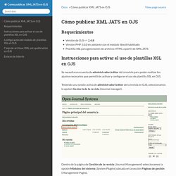 Cómo publicar XML JATS en OJS — documentación de Como publicar XML JATS en OJS -