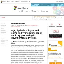 Age, dyslexia subtype and comorbidity modulate rapid auditory processing in developmental dyslexia