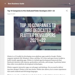 Top 10 Companies to Hire Dedicated Flutter Developers 2021–22