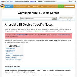 Android USB Device Specific Notes