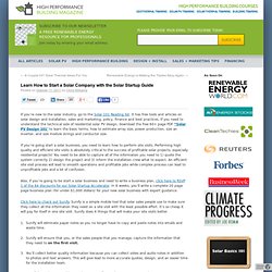 Learn How to Start a Solar Company with the Solar Startup Guide