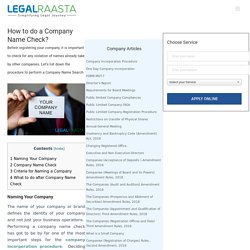 How to do a Company Name Check? - LegalRaasta Knowledge portal
