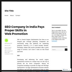 SEO Company in India Pays Proper Skills in Web Promotion