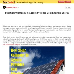 Best Solar Company In Agoura Provides Cost Effective Energy