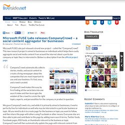 Microsoft FUSE Labs releases CompanyCrowd – a social content aggregator for businesses