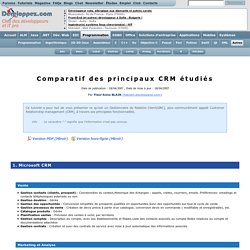 Comparatif des principaux CRM étudiés