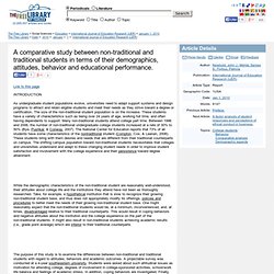 A comparative study between non-traditional and traditional students in terms of their demographics, attitudes, behavior and educational performance