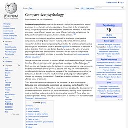 Comparative psychology
