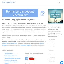 Romance Languages Comparative Vocabulary Lists: Learn French, Italian, Spanish, and Portuguese Together