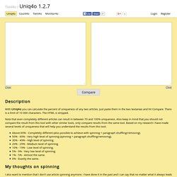 Uniq4o - Compare two articles for uniqueness