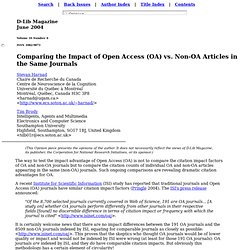 Comparing the Impact of Open Access (OA) vs. Non-OA Articles in the Same Journals