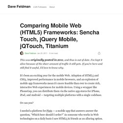 Comparing Mobile Web (HTML5) Frameworks: Sencha Touch, jQuery Mobile, jQTouch, Titanium « InterfaceThis - Dave Feldman rants about product design