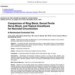 Comparison of Ring Block, Dorsal Penile Nerve Block, and Topical Anesthesia for Neonatal Circumcision