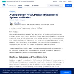A Comparison Of NoSQL Database Management Systems And Models