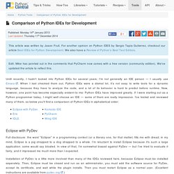 Comparison of Python IDEs for Development