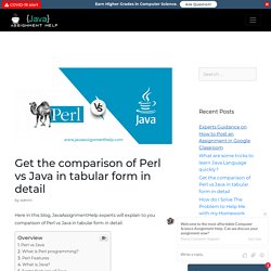 Get the comparison of Perl vs Java in tabular form in detail