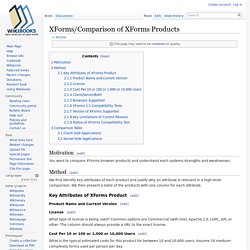 XForms/Comparison of XForms Products - Wikibooks, open books for an open world