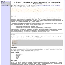 A Very Quick Comparison of Popular Languages for Teaching Computer Programming